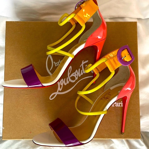Authentic Christian Louboutin Multi-colored Patent Leather Heels size 41 1/2 - Picture 2 of 10